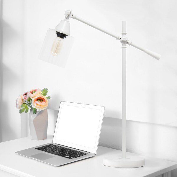 Vertically Adjustable Desk Lamp, White